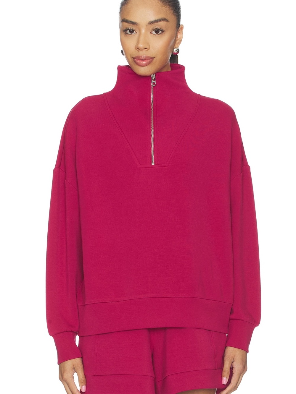 Varley Half-Zip Funnel Neck Pullover - Fuchsia